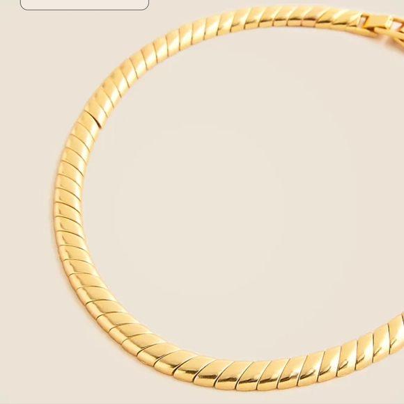 J. Crew  Snake Chain Collar Necklace In Shiny Matte Gold - Picture 6 of 7